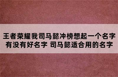 王者荣耀我司马懿冲榜想起一个名字有没有好名字 司马懿适合用的名字